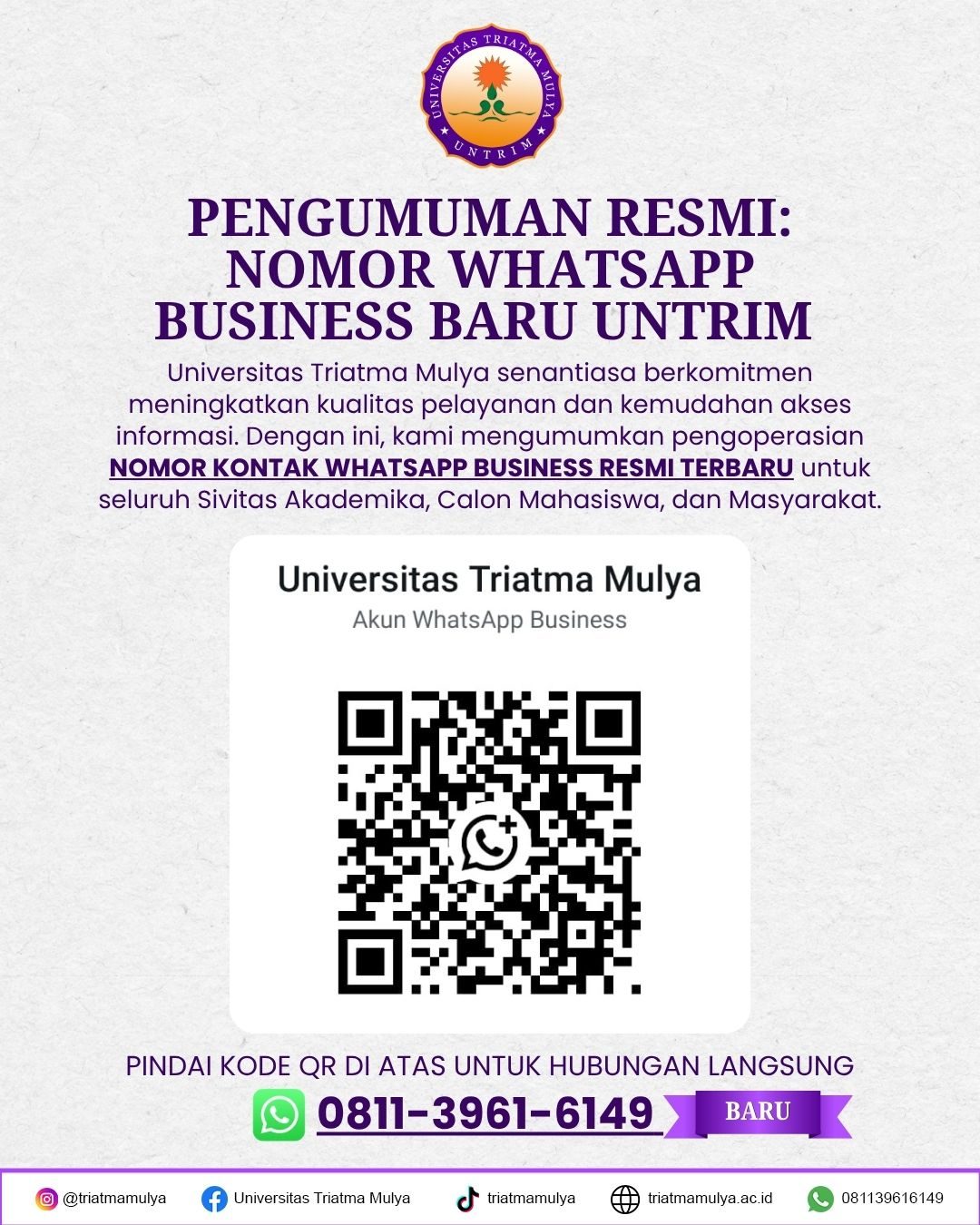 No baru untrim pengumuman
